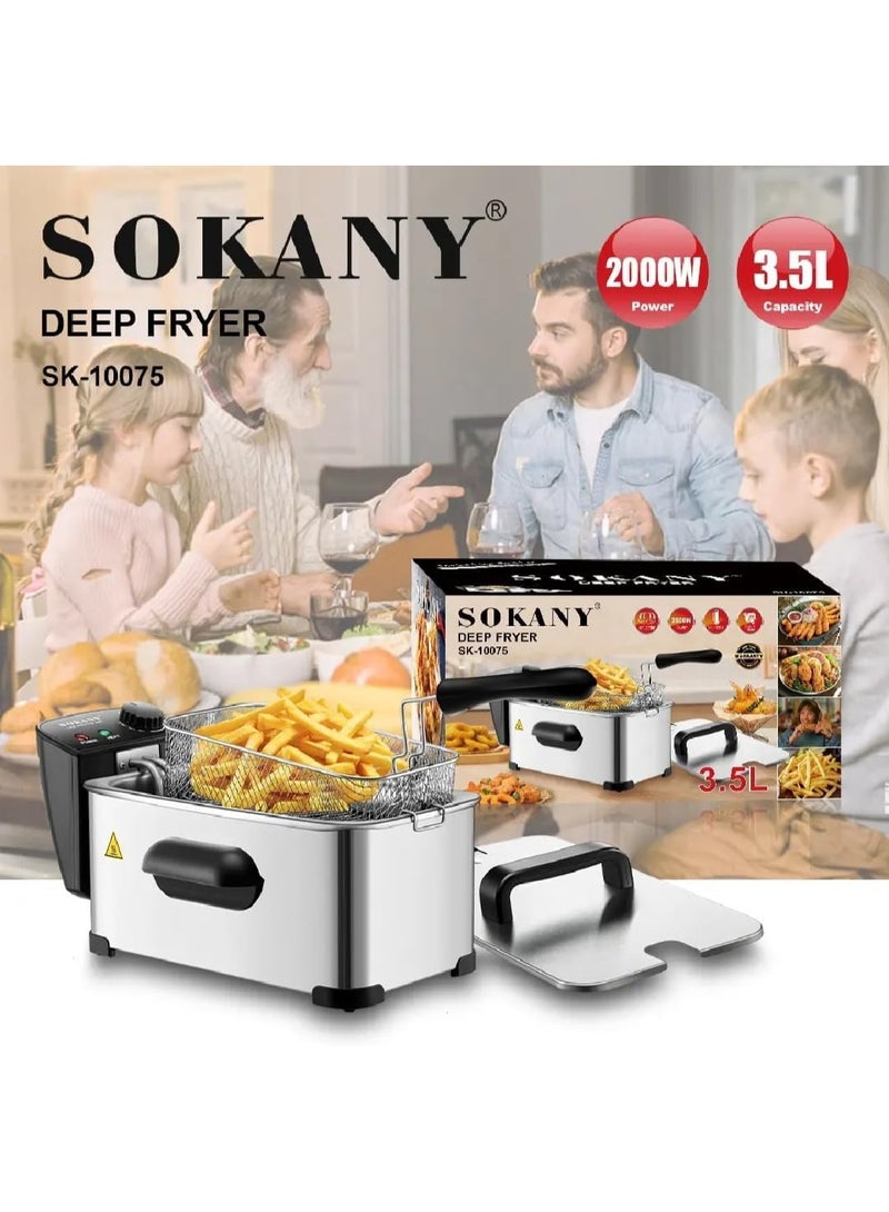 سوكاني قلايه زيت سوكانى زيت مصنوعة من الستانلس العازل للحرارة 3.5لتر2000وات قوية وسريعة التسخين SK-10075 - Image 4